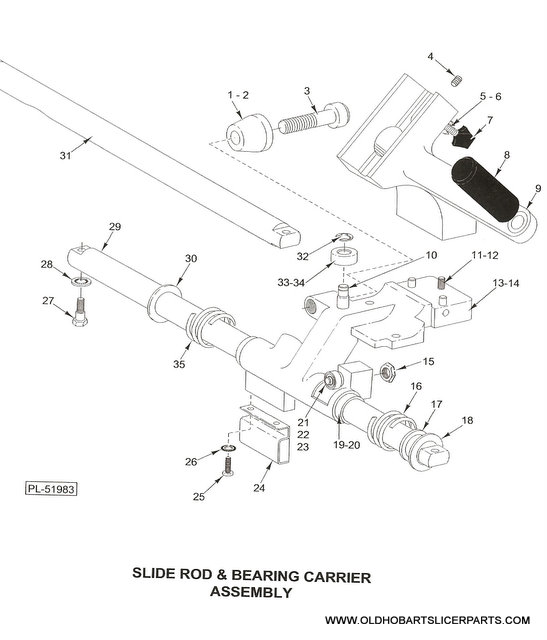 HOBART 1612E,1712E SLIDE ROD & BEARING CARRIER